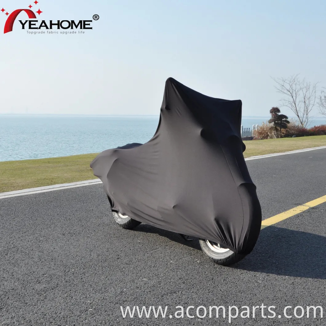 Full Black Super Elastic Soft Inside Motorcycle Cover Indoor Dust-Proof Cover